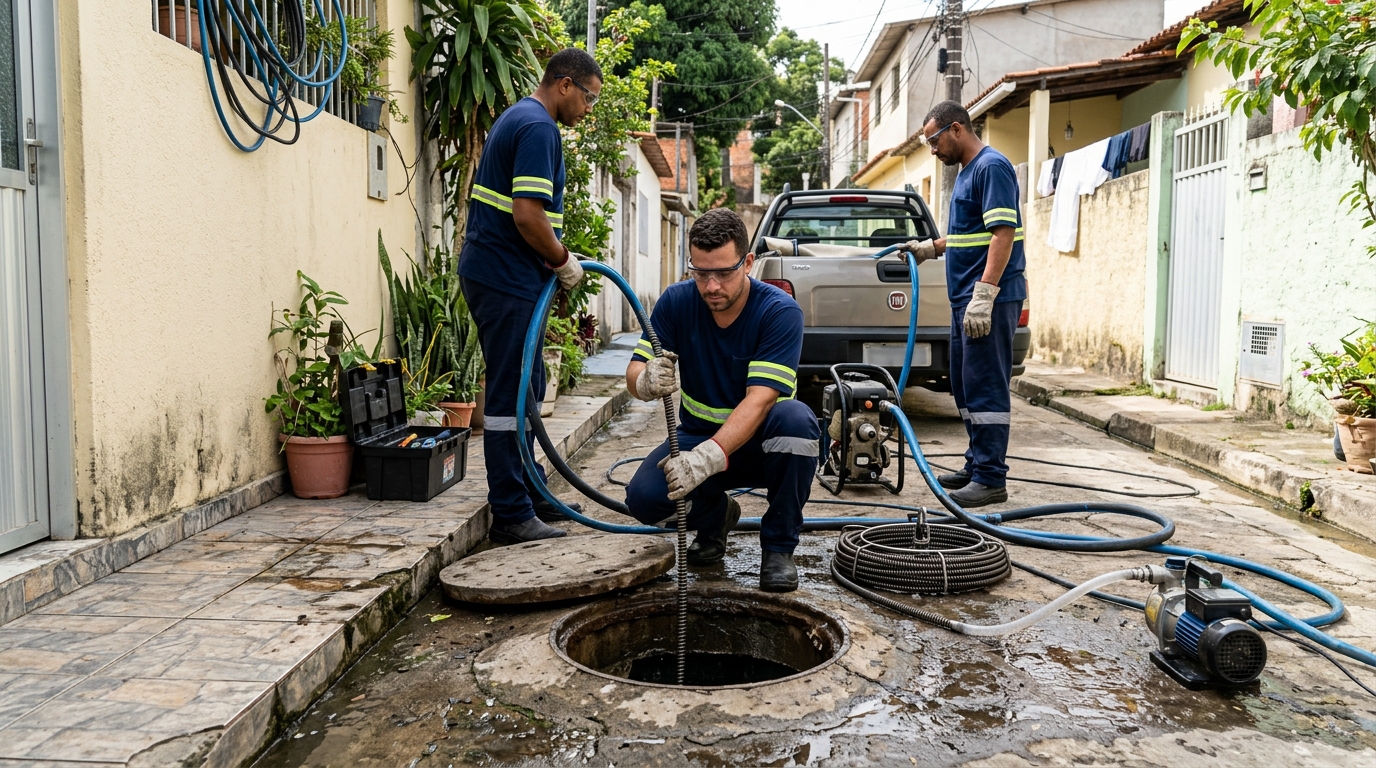 Desentupimento de esgoto com hidrojateamento em Curitiba-PR